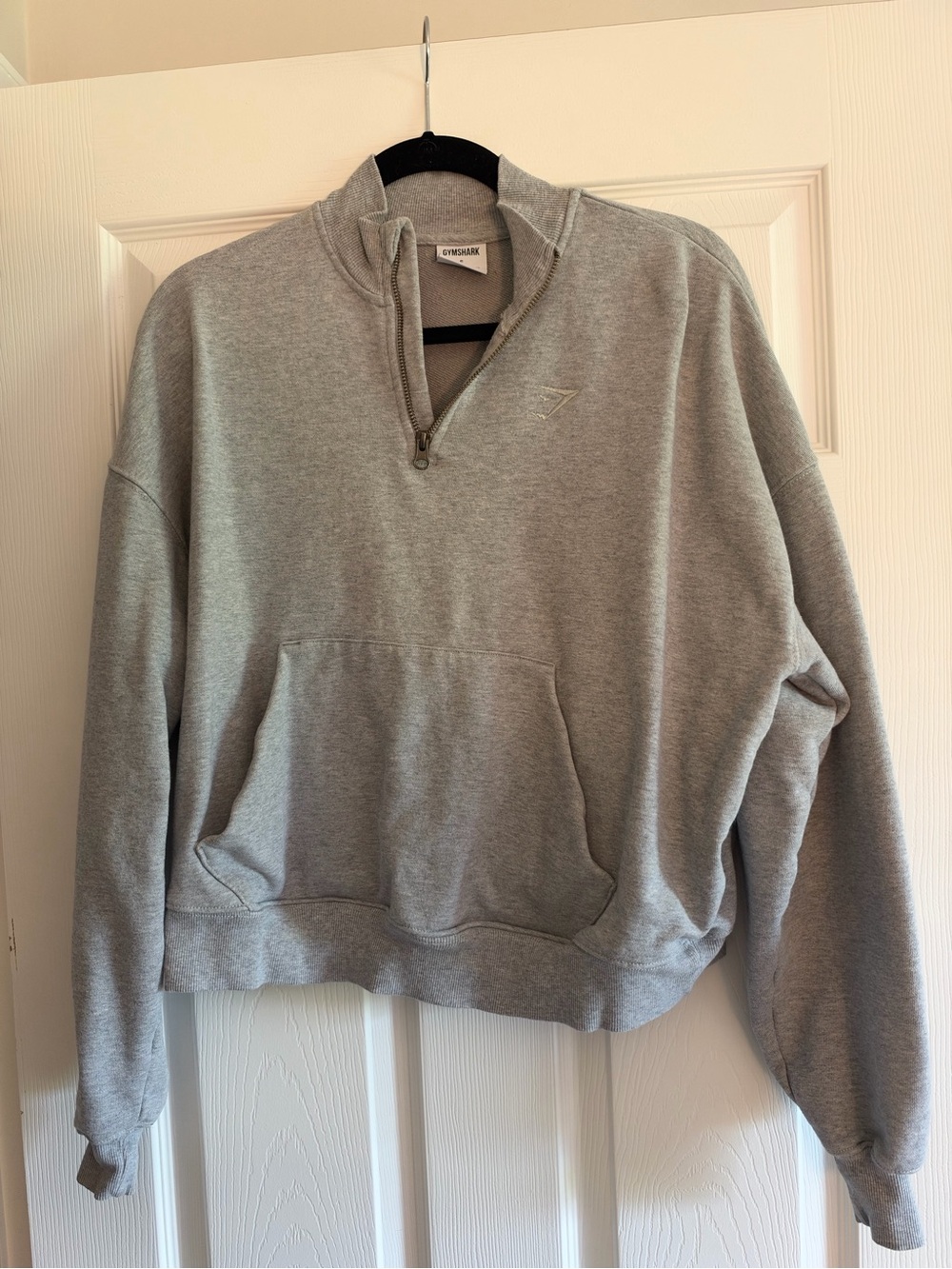 Gymshark Women's Light Grey Half-Zip Sweatshirt